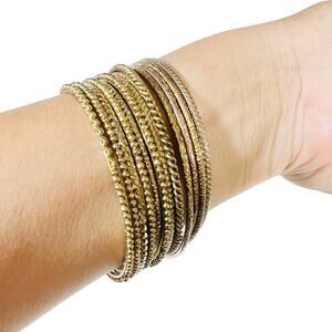 Vintage Bangle Bracelet Stack Estate Lot of 12 Dark Gold Bronze Tone